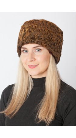 Golden karakul lamb fur hat